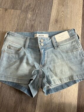 Hollister Faded Light Blue Denim Shortie Shorts